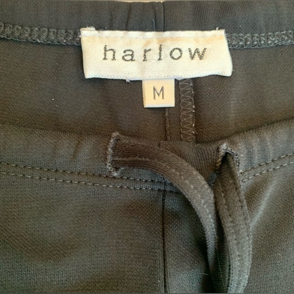 HARLOW drawstring black relaxed fit wide leg polyester pants, medium - Picture 4 of 5